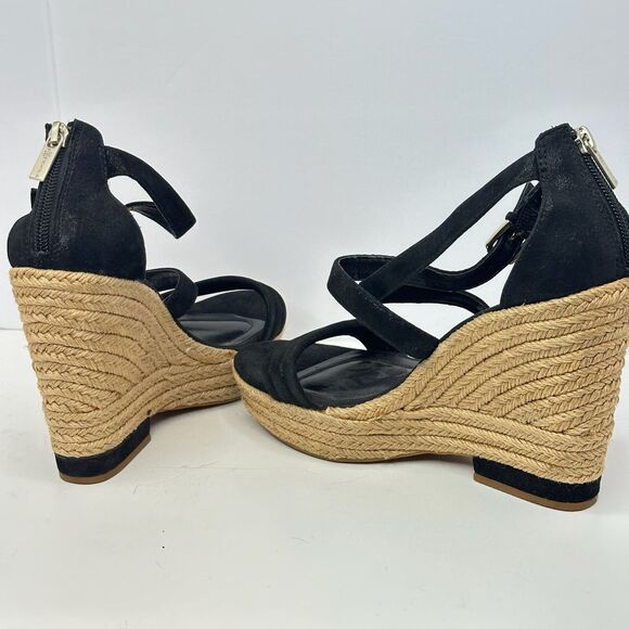 Isola Size 8 Womens Sandals Black Espadrilles Wedge Strappy Open Toe Shoes - Picture 5 of 6